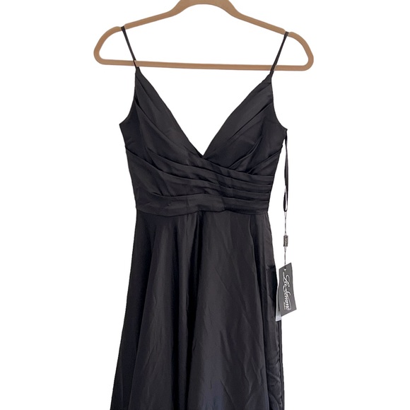 La Femme High Slit Long Satin Dress Sleeveless Full Length Formal Prom size 0 - Picture 7 of 12